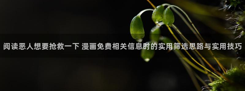 漫画岛每日更新：阅读恶人想要抢救一下 漫画免费相关信息时的实用筛选思路与实用技巧